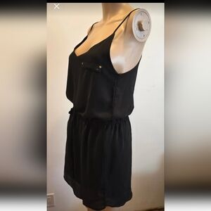 Black Sheer Layer Cinch Waist Dress - S
